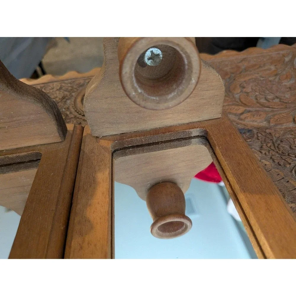 Vintage Wooden Mirror Sconce Wall Candle Holder Set Of 2 11.5 Inch Grannycore